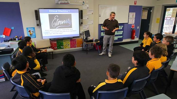 Learning a moral foundation without religion ... students attend an ethics class at Hilltop Primary School in Merrylands.