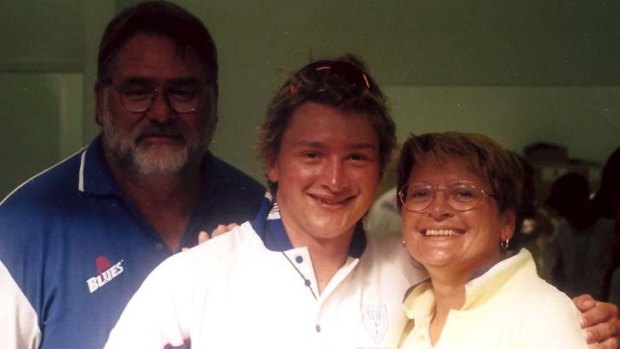 Happier times ... with his now deceased parents Ian and Vanda.