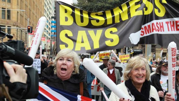 Anti Carbon Tax protest in the CBD today from Hyde Park to Central.