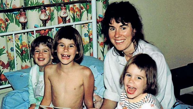 Happy bedtime: Chrissie Foster with Aimee, Emma and Katie before their world was shattered.