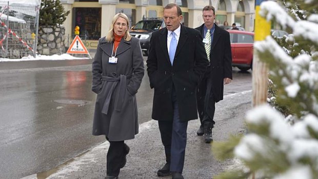 Cool change: Tony Abbott and Dr Heather Smith in Davos, Switzerland, for the economic forum.