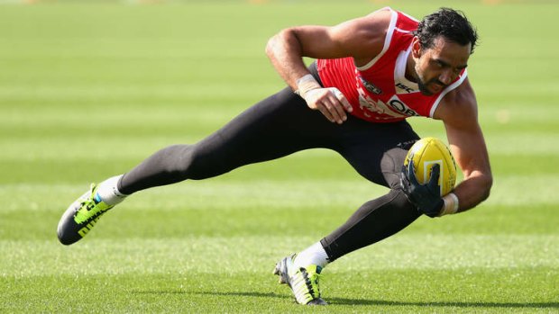 Adam Goodes trains during a Sydney session at the SCG on Tuesday.