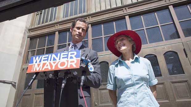 Loyal supporter: Anthony Weiner and his mother, Frances.