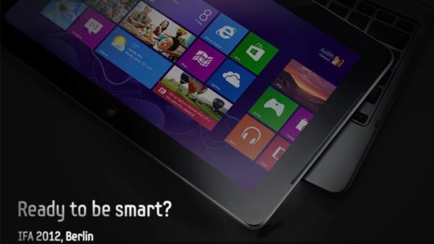 Samsung posted a picture late on Sunday night in the US teasing a Windows 8 tablet to be showcased this week at the IFA 2012 consumer electronics trade show in Germany.