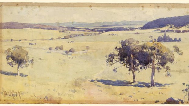 Penleigh Boyd's watercolour, <i>The Canberra Site</i>, 1913.