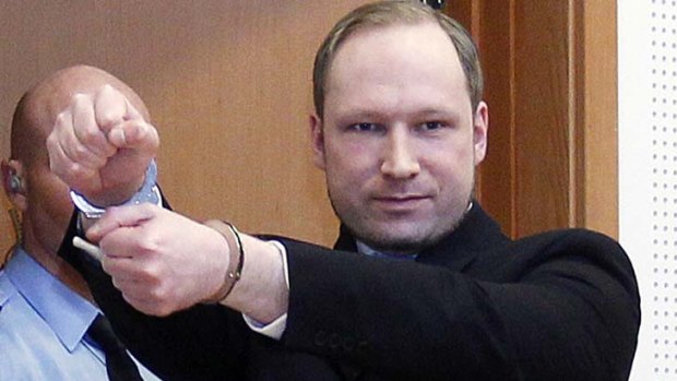 No remorse ... Anders Breivik in custody.