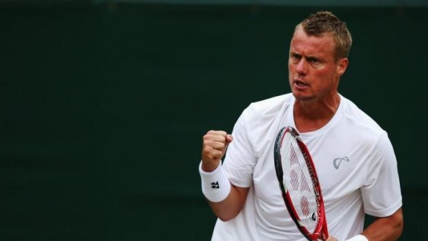 The final Wimbledon fist-pump? Lleyton Hewitt loses in a five-set second round match to Jerzy Janowicz.