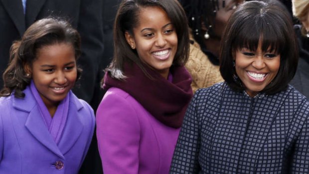 Michelle Obama, far right, loved the film <i>Beasts of the Southern Wild</i> and encouraged all children including daughters Sasha, left, and Malia, centre, to see it.