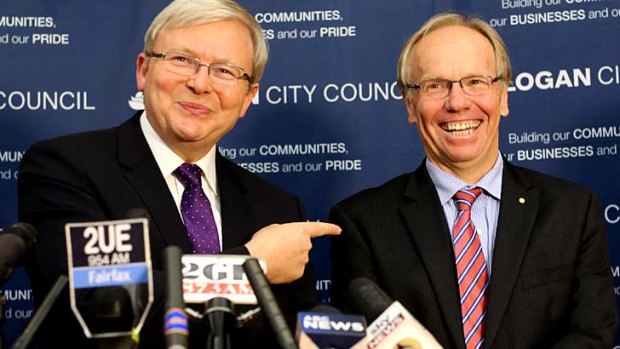 Clown and out: Kevin Rudd brought Peter Beattie in to the campaign late.