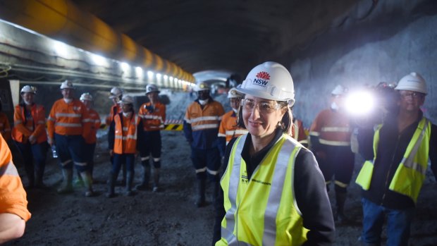Premier Gladys Berejiklian at a new section of tunnel for the WestConnex toll road.