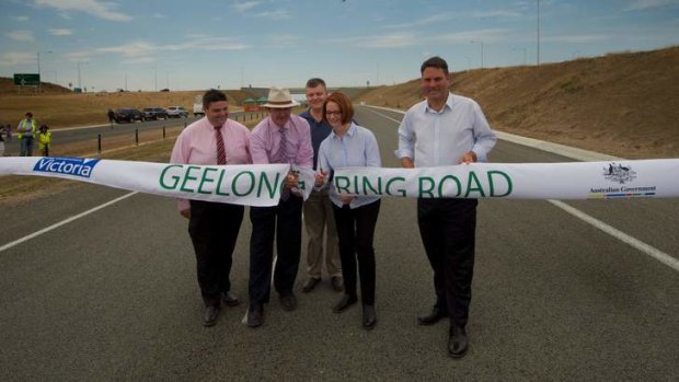 Prime Minister Julia Gillard opens the last section of the Geelong Ring road.