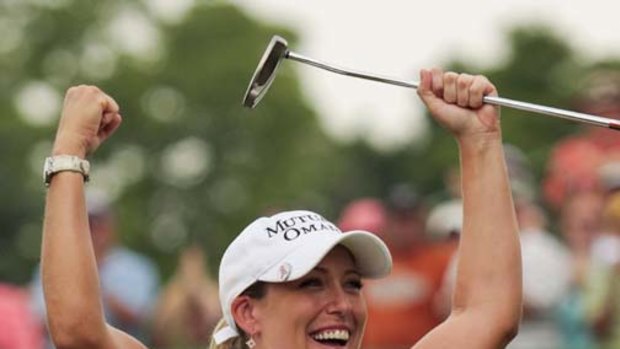 A major achievement: Cristie Kerr is pumped after winning the LPGA crown.