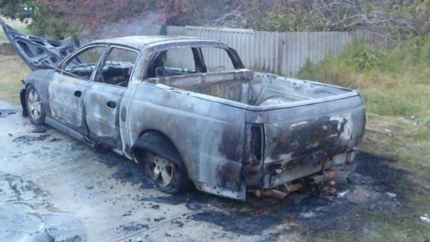 Police found the burnt out Holden Crewman in Thornlie