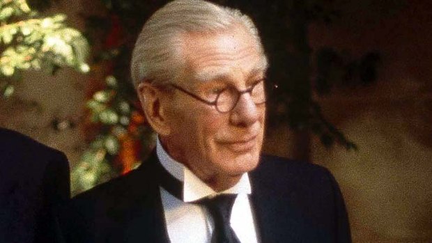 Michael Gough as Alfred, the trusted butler of Bruce Wayne,  in Batman and Robin.