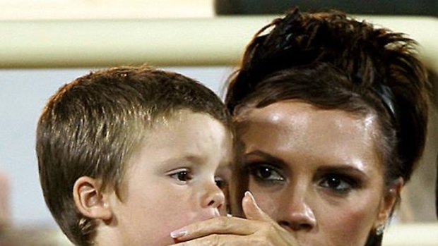 Hoping for a girl ... Victoria Beckham with her son Cruz.