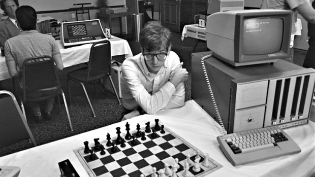 Man v machine: filmmaker Andrew Bujalski used an old format that was new to him - black-and-white analogue video - on <i>Computer Chess</i>.