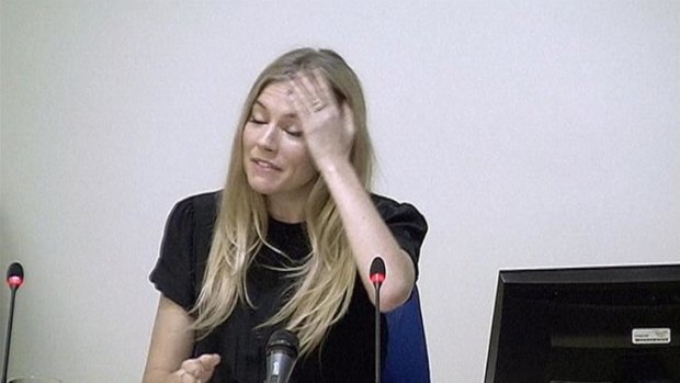 Upset ... Sienna Miller gives evidence to the inquiry.