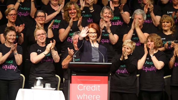 "In too many ways, that change has done no more than create a brittle veneer and when the veneer cracks, what lies beneath is deeply held cultural stereotyping, anger and misogyny": Julia Gillard.