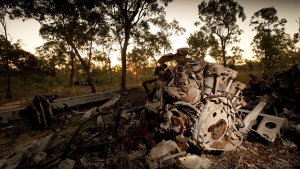 Wreckage of an RAAF Liberator bomber that crashed on May 20, 1945.