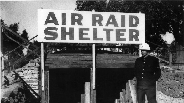 A war time photo of the shelter at St James station.