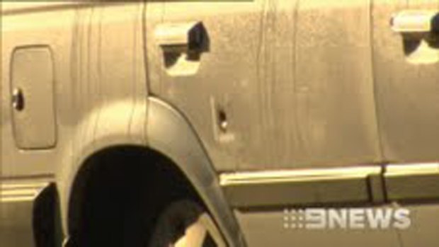 Shots were fired at a car parked outside a Camira home on Thursday morning. Photo: Nine News