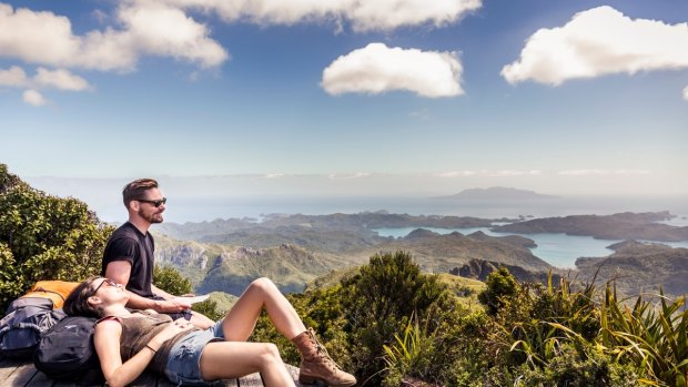 Walking the Aotea Track, Great Barrier Island, Hauraki Gulf.