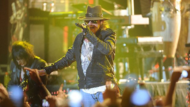 Guns N' Roses frontman Axl Rose doesn't sound like he did 20 years ago, but still puts on a great show.