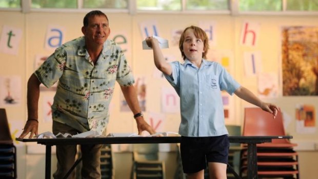 Family: Peter Rowsthorn and Ed Oxenbould in <em>Paper Planes</em>.