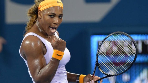 'Hard to explain': Serena Williams celebrates victory over Maria Sharapova.