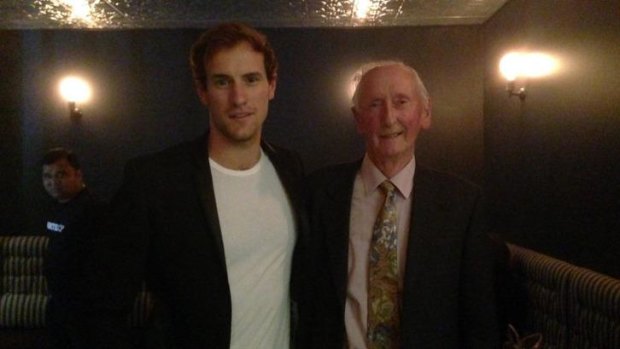 Joel Jackson with his grandfather John Rowe at the Perth screening.