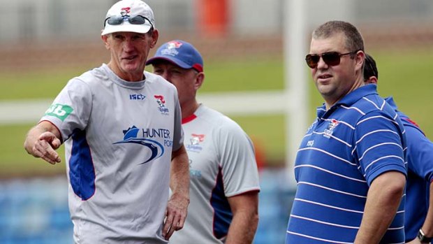 When the going was good: Coach Wayne Bennett and Nathan Tinkler before the season began.