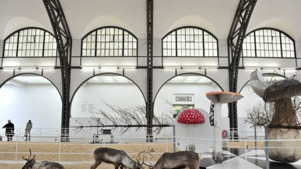 Locking horns, er antlers, at <i>Soma</i>, a mind-blowing installation by Belgian artist Carsten Holler.
