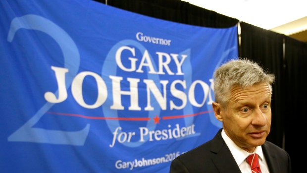 Libertarian presidential candidate Gary Johnson speaks to supporters at the National Libertarian Party Convention.