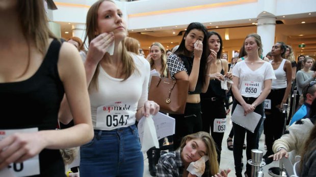 Line of beauty: Aspirants remove their make-up at <i>Australia's Next Top Model</i> auditions in Chatswood.