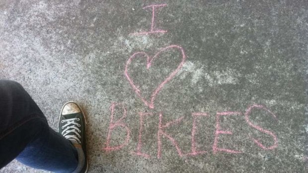 The 'I heart Bikies' graffiti at West End.