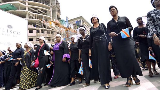 On the march &#8230; women protest in Kinshasa demanding peace.