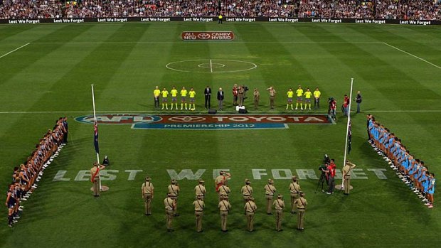 ANZAC Day commemoration before the game.