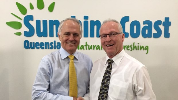 Prime Minister Malcolm Turnbull at the business forum with Sunshine Coast mayor Mark Jamieson on September 4.