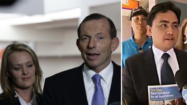 Embarrassing: Tony Abbott was forced to defend Fiona Scott, left, and Jaymes Diaz, right.