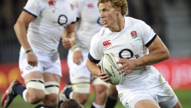 More support needed: Billy Twelvetrees makes a bust for England.