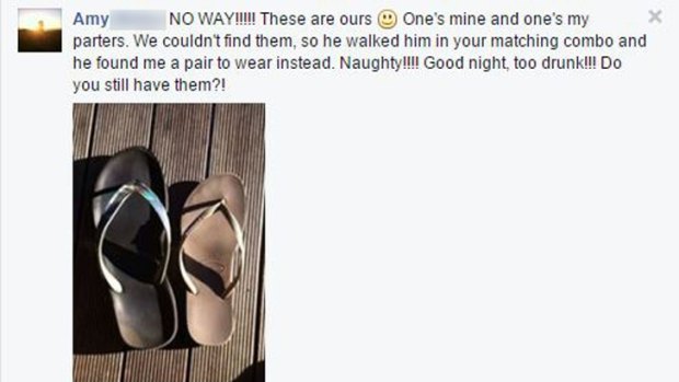 In a bizarre coincidence, a woman responded to his post with a photo of the other half to the odd thong combination.