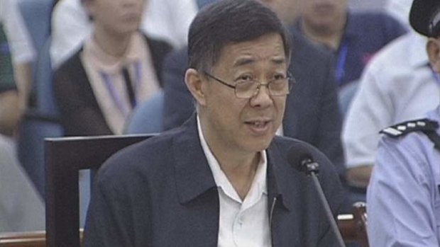 Embattled Chinese politician Bo Xilai testifies in court on the third day of his trial in Jinan, Shandong Province.