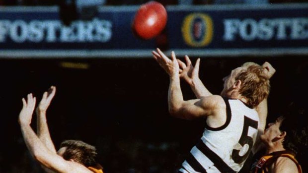 Bruising ... Leon Baker rates the 1989 Hawks-Cats clash, including Gary Ablett's nine-goal performance, one of the game's greatest finals moments.