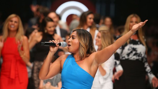 Jessica Mauboy performs during the Jean Paul Gaultier x Target show during Melbourne Fashion Festival on March 9, 2016 in Melbourne, Australia.