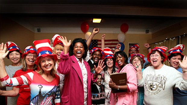 The Obama pyjama party started early for the American Women's Auxiliary and their friends in Cheltenham as they celebrated the dawn with a new president.