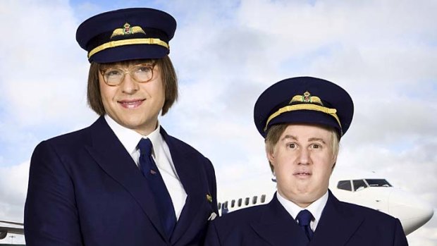 Two of the characters from David Walliams and Matt Lucas's new series, Come Fly With Me.