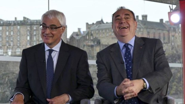 Better Together leader Alistair Darling (left) with Alex Salmond on the BBC on Sunday.