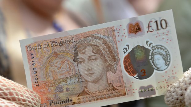 The new £10 note, featuring Jane Austen.
