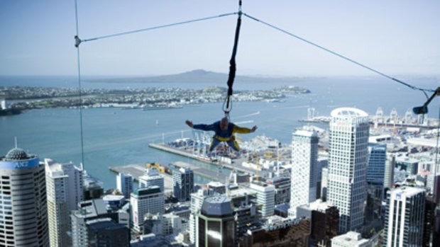 The Sky Tower jump in Auckland, New Zealand.