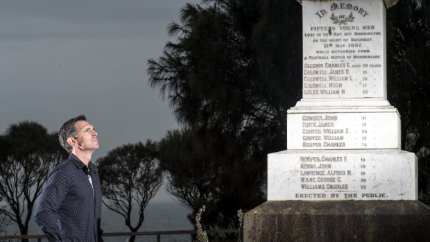 Paul Kennedy at the Mornington monument to the 15 people who drowned.
